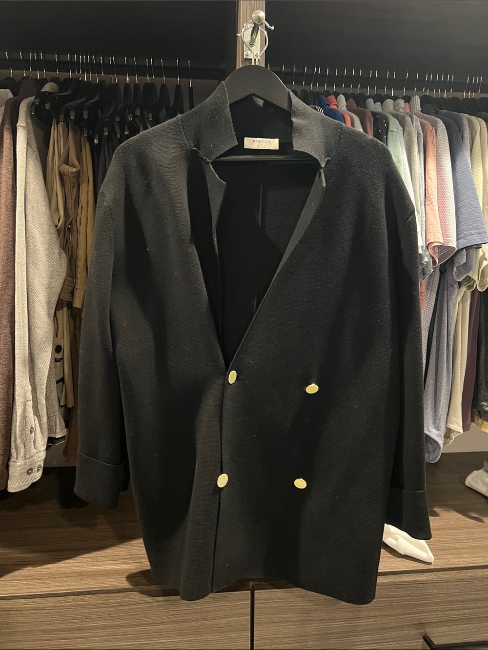 Babaton Cover Cardigan Double-Breasted Blazer in Black